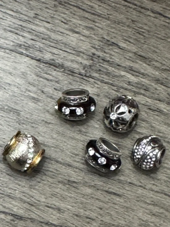 Brighton Silver and Gold Decorative Bead Charms with Crystal Accents - Picture 2 of 5